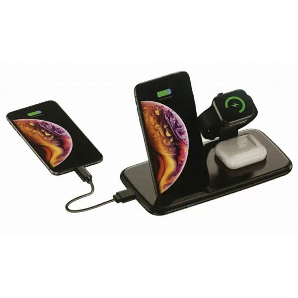 Бездротове зарядний пристрій Smart 4-in-1 V5 Fast 15W (black)