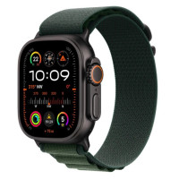 Apple Watch Ultra 2 GPS + Cellular 49mm Black Titan. Case w. Dark Green Alpine Loop - Medium (MX4R3)