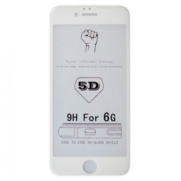 Защитное стекло 5D iPhone 6/6S (white)