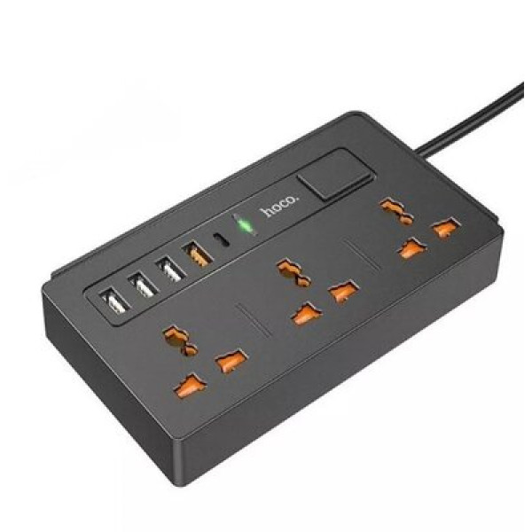 Сетевой фильтр HOCO DC15 2-in-1 Multi-socet 4USB/1PD 18W/3Plug/QC3.0/PD/30W - фото Сетевой фильтр HOCO DC15 2-in-1 Multi-socet 4USB/1PD 18W/3Plug/QC3.0/PD/30W