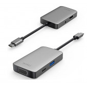 Переходник WiWU Alpha USB-C HUB 5-in-1 A513HVP USB3.0+Type-C+HDMI+VGA+Stereo (gray)