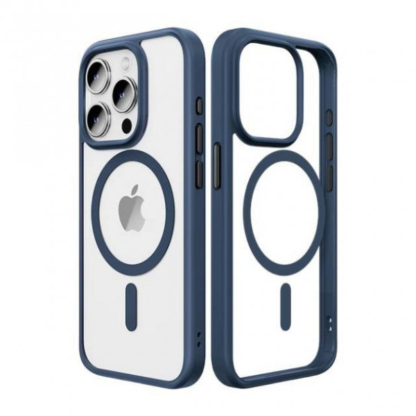 Чехол iPhone 15 Pro Rock Guard Clear with Magnetic (Blue)