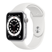 Apple Watch Series 6 GPS 44mm Silver Aluminum Case w. White Sport B. (M00D3UL/A) UACRF