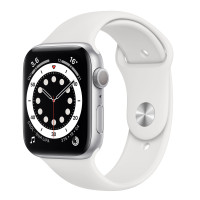 Apple Watch Series 6 GPS 44mm Silver Aluminum Case w. White Sport B. (M00D3UL/A) UACRF