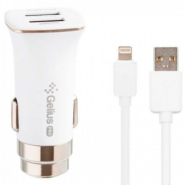 АЗУ Gelius Pro Apollo GP-CC01 2USB 3.1A + Cable iPhone X White (12 мес)
