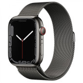 Apple Watch Series 7 GPS + Cellular 41mm Graphite Stainless Steel Case with Graphite Milanese Loop (MKHK3)