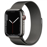 Apple Watch Series 7 GPS + Cellular 41mm Graphite Stainless Steel Case with Graphite Milanese Loop (MKHK3)