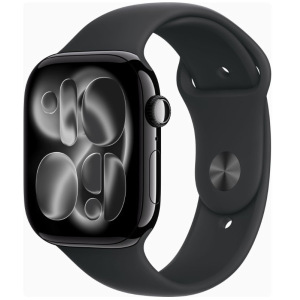 Apple Watch Series 11 GPS 46mm Jet Black Alu. Case w. Black S. Band - S/M (MEUW4)