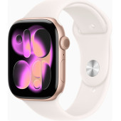 Apple Watch Series 11 GPS 46mm Rose Gold Alu. Case w. Light Blush S. Band - S/M (MEV64)