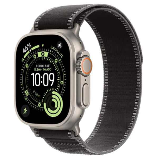 Apple Watch Ultra 3 GPS + Cellular 49mm Natural Tit. Case w. Black/Charcoal Trail Loop - S/M (MF1V4+MFT84)