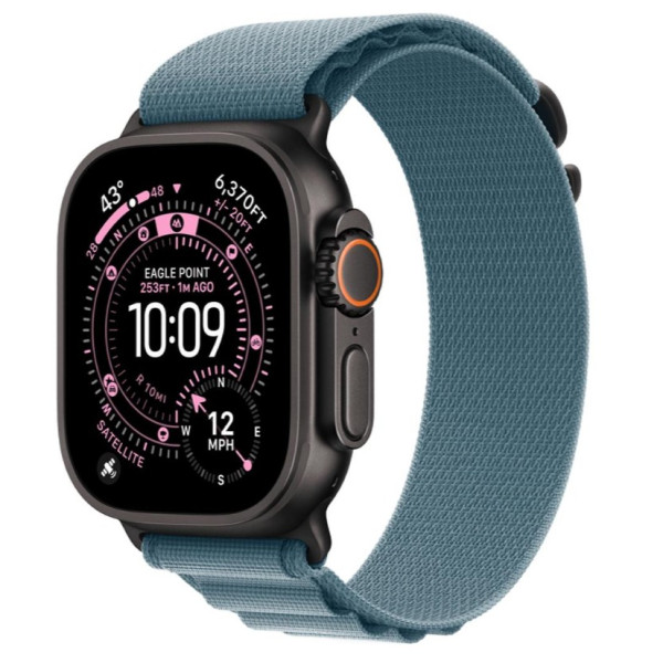 Apple Watch Ultra 3 GPS + Cellular 49mm Black Tit. Case w. Light Blue Alpine Loop - Medium (MF254+MG9L4)