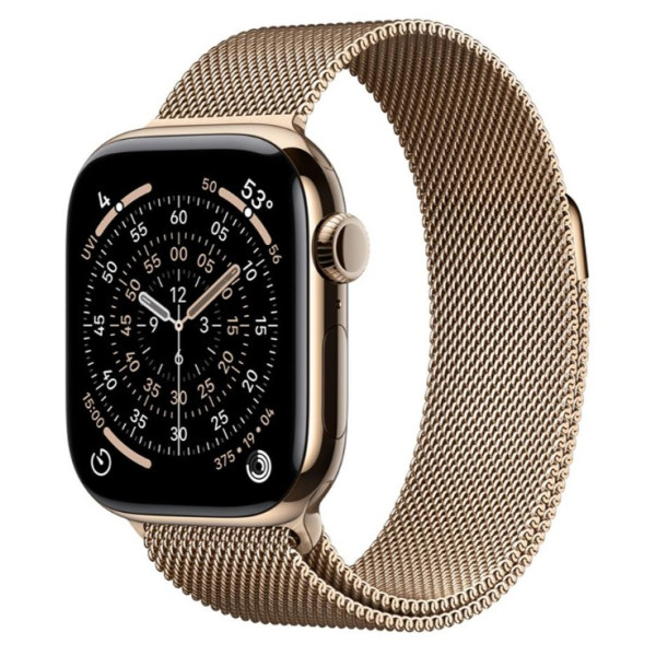 Apple Watch Series 11 GPS + Cellular 42mm Gold Tit. Case w. Gold Milanese Loop (MF8Y4) - фото Apple Watch Series 11 GPS + Cellular 42mm Gold Tit. Case w. Gold Milanese Loop (MF8Y4)