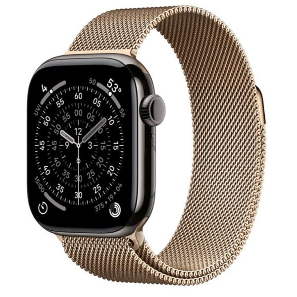 Apple Watch Series 11 GPS + Cellular 42mm Slate Tit. Case w. Gold Milanese Loop (MF9K4+MGJ04)