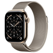 Apple Watch Series 11 GPS + Cellular 42mm Gold Tit. Case w. Natural Milanese Loop (MF9M4+MGHY4)