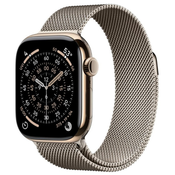 Apple Watch Series 11 GPS + Cellular 42mm Gold Tit. Case w. Natural Milanese Loop (MF9M4+MGHY4)