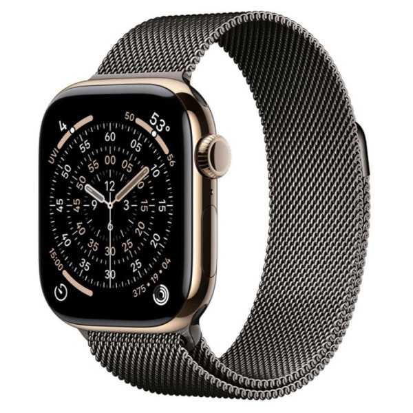 Apple Watch Series 11 GPS + Cellular 42mm Gold Tit. Case w. Slate Milanese Loop (MF9M4+MGJ14)