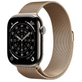 Apple Watch Series 11 GPS + Cellular 46mm Natural Tit. Case w. Gold Milanese Loop - M/L (MFAY4+MGJ54)