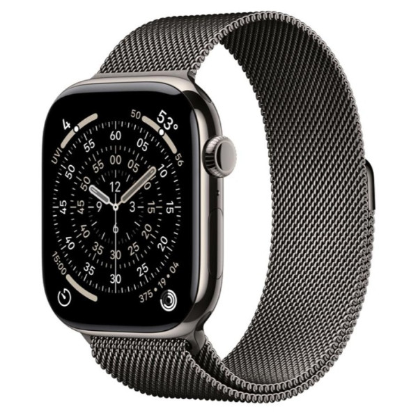 Apple Watch Series 11 GPS + Cellular 46mm Natural Tit. Case w. Slate Milanese Loop - S/M (MFAY4+MGJ64)