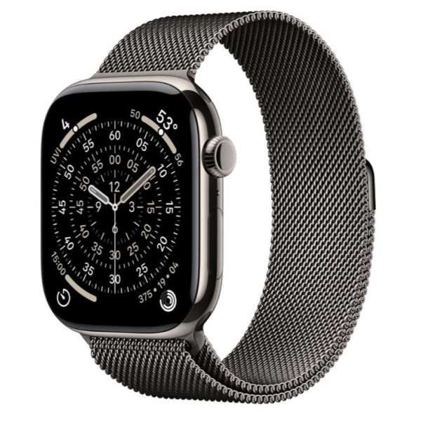 Apple Watch Series 11 GPS + Cellular 46mm Natural Tit. Case w. Slate Milanese Loop - M/L (MFAY4+MGJ74)
