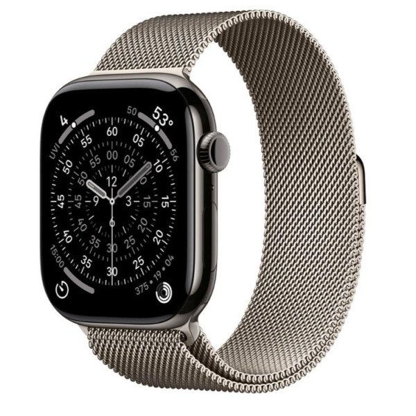 Apple Watch Series 11 GPS + Cellular 46mm Slate Tit. Case w. Natural Milanese Loop - M/L (MFC14+MGJ34)