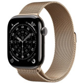 Apple Watch Series 11 GPS + Cellular 46mm Slate Tit. Case w. Gold Milanese Loop - M/L (MFC14+MGJ54)