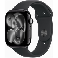 Apple Watch Series 11 GPS + Cellular 46mm Jet Black Alu. Case w. Black S. Band - S/M (MFC24)