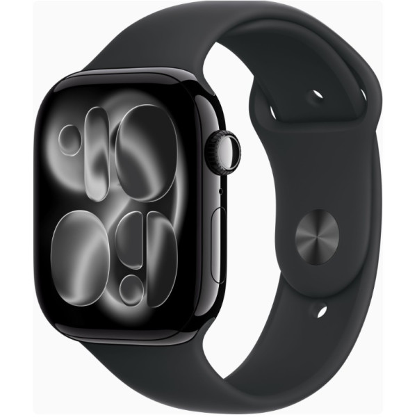 Apple Watch Series 11 GPS + Cellular 46mm Jet Black Alu. Case w. Black S. Band - S/M (MFC24)