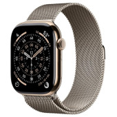 Apple Watch Series 11 GPS + Cellular 46mm Gold Tit. Case w. Natural Milanese Loop - S/M (MFC34+MGJ24)