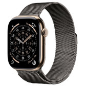Apple Watch Series 11 GPS + Cellular 46mm Gold Tit. Case w. Slate Milanese Loop - S/M (MFC34+MGJ64)