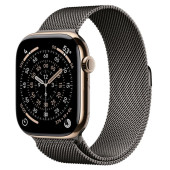 Apple Watch Series 11 GPS + Cellular 46mm Gold Tit. Case w. Slate Milanese Loop - M/L (MFC34+MGJ74)