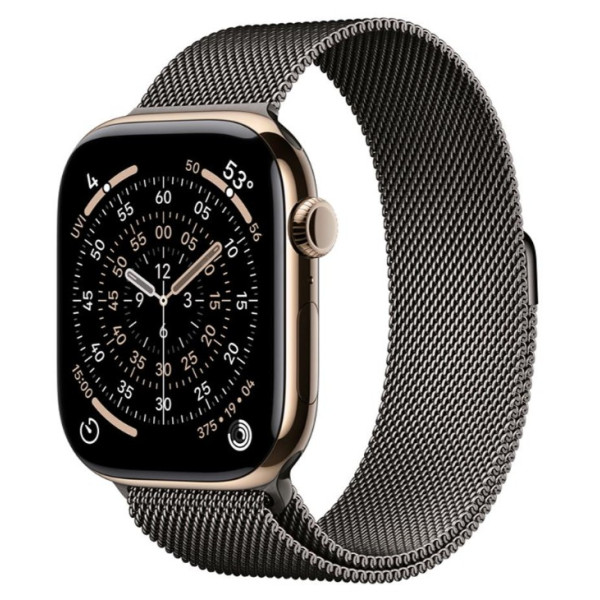 Apple Watch Series 11 GPS + Cellular 46mm Gold Tit. Case w. Slate Milanese Loop - M/L (MFC34+MGJ74)