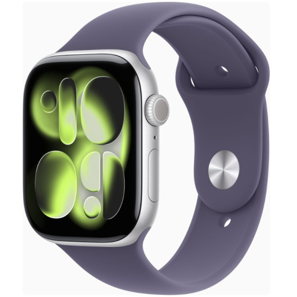 Apple Watch Series 11 GPS + Cellular 46mm Silver Alu. Case w. Purple Fog S. Band - M/L (MFCR4)