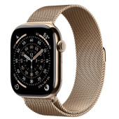 Apple Watch Series 11 GPS + Cellular 46mm Gold Tit. Case w. Gold Milanese Loop - S/M (MFD74)