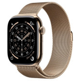 Apple Watch Series 11 GPS + Cellular 46mm Gold Tit. Case w. Gold Milanese Loop - M/L (MFD84)