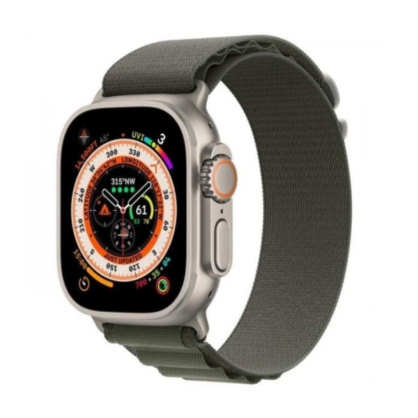 Apple Watch Ultra GPS + Cellular 49mm Titanium Case With Green Alpine Loop - Small (MNHC3/MNHJ3)