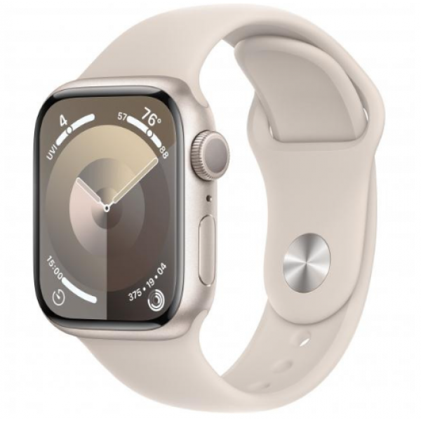 Apple Watch Series 9 GPS 41mm Starlight Aluminum Case w. Starlight Sport Band - S/M (MR8T3)
