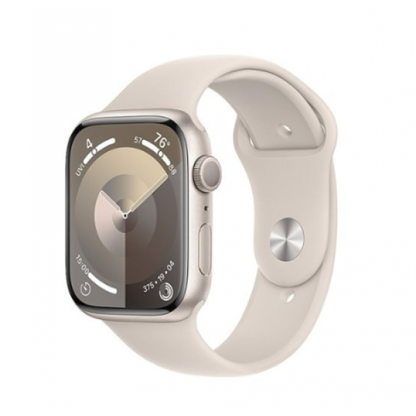 Apple Watch Series 9 GPS 45mm Starlight Aluminum Case w. Starlight Sport Band - S/M (MR963)