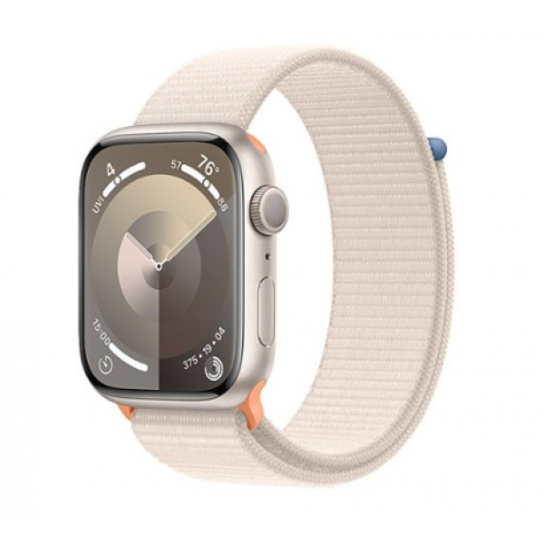 Apple Watch Series 9 GPS 45mm Starlight Aluminum Case w. Starlight Sport Loop (MR983)