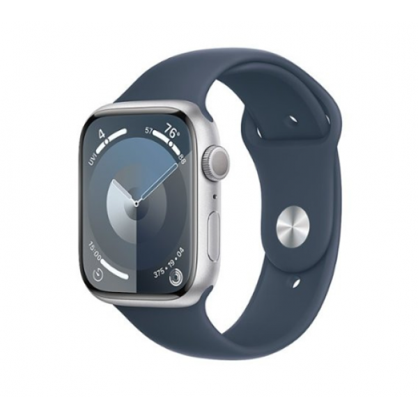 Apple Watch Series 9 GPS 45mm Silver Alu. Case w. Storm Blue S. Band - M/L (MR9E3)
