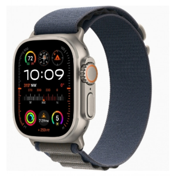 Watch Ultra 2 GPS + Cellular 49mm Titanium Case with Blue Alpine Loop - Medium (MREP3/MRFC3)