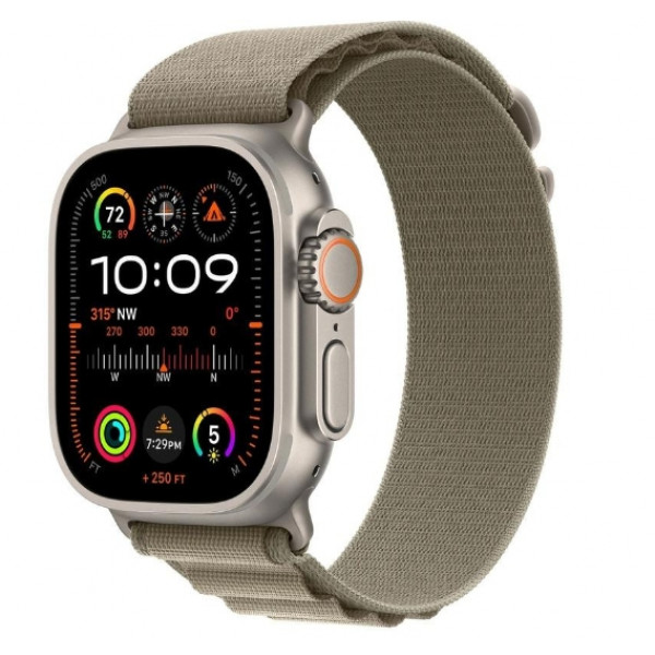 Watch Ultra 2 GPS + Cellular 49mm Titanium Case with Olive Alpine Loop - Small (MREX3/MRFH3)
