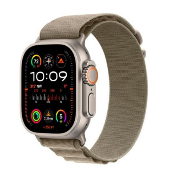 Watch Ultra 2 GPS + Cellular 49mm Titanium Case with Olive Alpine Loop - Medium (MREY3/MRFJ3)