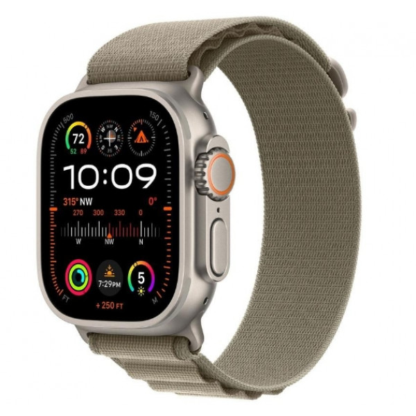 Watch Ultra 2 GPS + Cellular 49mm Titanium Case with Olive Alpine Loop - Large (MRF03/MRFK3)