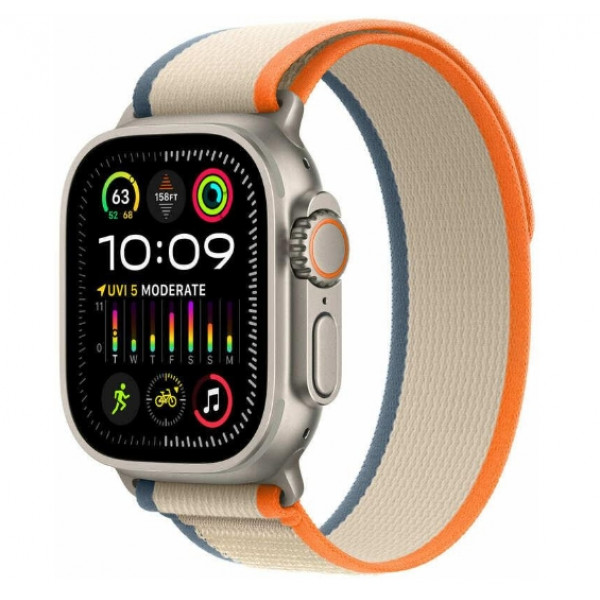 Watch Ultra 2 GPS + Cellular 49mm Titanium Case with Orange/Beige Trail Loop - M/L (MRF23)