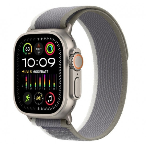 Watch Ultra 2 GPS + Cellular 49mm Titanium Case with Green/Gray Trail Loop - S/M (MRF33)