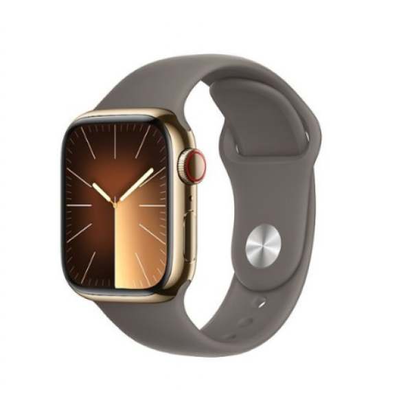 Apple Watch Series 9 GPS + Cellular 41mm Gold S. Steel Case w. Clay S. Band - S/M (MRJ53)
