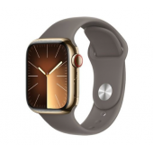 Apple Watch Series 9 GPS + Cellular 41mm Gold S. Steel Case w. Clay Sport Band - M/L (MRJ63)