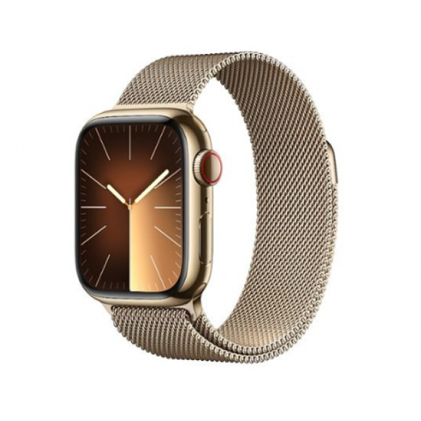 Apple Watch Series 9 GPS + Cellular 41mm Gold S. Steel Case w. Gold Milanese Loop (MRJ73)
