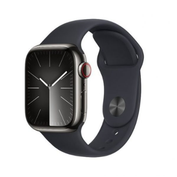Apple Watch Series 9 GPS + Cellular 41mm Graphite S. Steel Case w. Midnight Sport Band - S/M (MRJ83)
