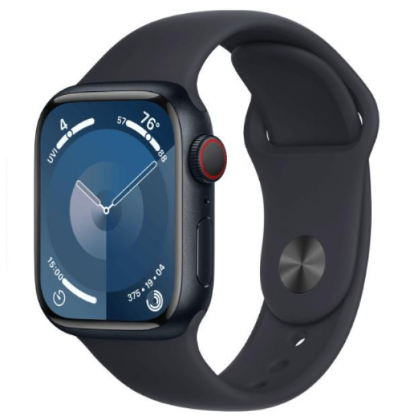 Apple Watch Series 9 GPS + Cellular 45mm Midnight Aluminum Case w. Midnight Sport Band - S/M (MRMC3)